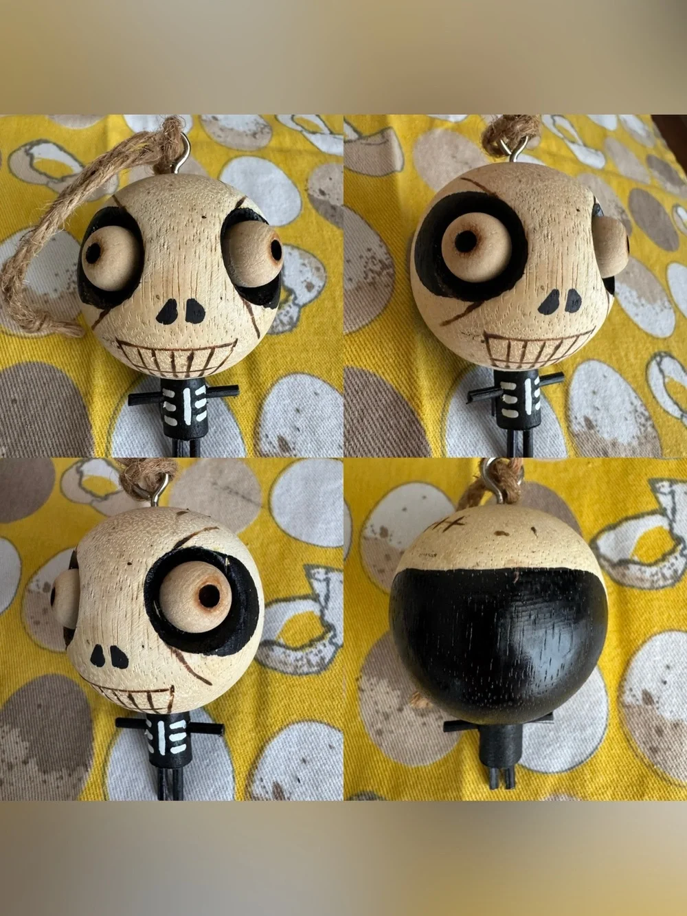 Pier 1 Crazy Heads Zombie Skeleton and Hillbilly girl couple ornament set of 2